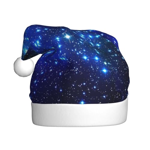 Galaxy Stars Weihnachtsmütze, Nikolausmütze Für Erwachsene Drucken Komfort Plüsch Xmas Hut Für Weihnachten Neujahr Liefert von HAHAFU