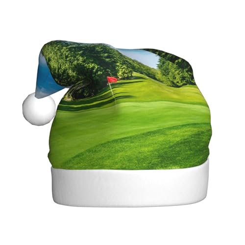 Golfplatz Rasen Weihnachten Hüte Erwachsene, Santa Hut Druck Plüsch Komfort Xmas Hut Für Weihnachten Neujahr Liefert von HAHAFU