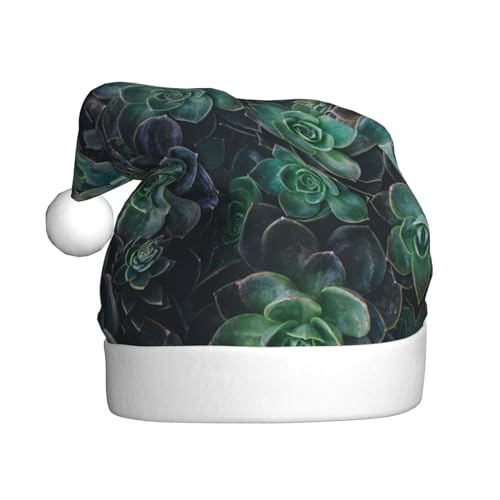 Grüne Sukkulenten Weihnachtsmütze, Nikolausmütze Für Erwachsene Drucken Komfort Plüsch Xmas Hut Für Weihnachten Neujahr Liefert von HAHAFU