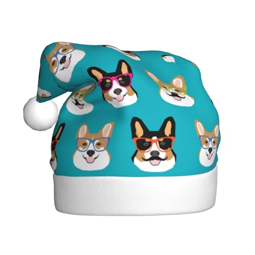 Hund Weihnachtsmützen Erwachsene, Weihnachtsmann Hut Druck Plüsch Komfort Xmas Hut Für Weihnachten Neujahr Liefert von HAHAFU