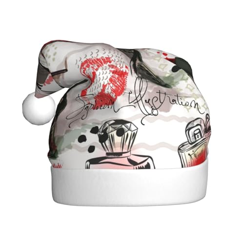 Kosmetik Parfüm Kunst Weihnachten Hüte Erwachsene, Santa Hut Drucken Plüsch Komfort Xmas Hut Für Weihnachten Neujahr Liefert von HAHAFU