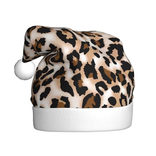 Leopard Print Weihnachtsmützen Erwachsene, Weihnachtsmann Hut Drucken Plüsch Komfort Xmas Hut Für Weihnachten Neujahr Liefert von HAHAFU