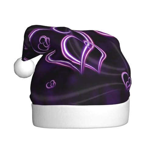 Lila Herzen Weihnachtsmützen Erwachsene, Weihnachtsmann Hut Drucken Plüsch Komfort Xmas Hut Für Weihnachten Neujahr Liefert von HAHAFU