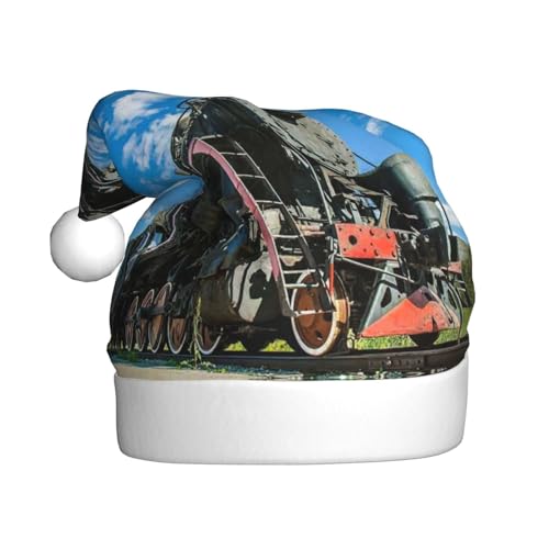 Lokomotive Weihnachtsmützen Erwachsene, Weihnachtsmann Hut Drucken Plüsch Komfort Xmas Hut Für Weihnachten Neujahr Liefert von HAHAFU
