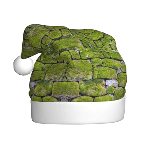 Moos Stein Pflaster Weihnachten Hüte Erwachsene, Santa Hut Drucken Plüsch Komfort Xmas Hut Für Weihnachten Neujahr Liefert von HAHAFU