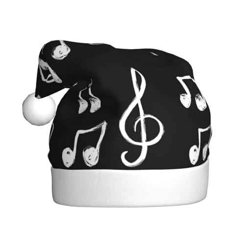 Musik Noten Weihnachtsmütze, Santa Hut Für Erwachsene Drucken Komfort Plüsch Xmas Hut Für Weihnachten Neujahr Liefert von HAHAFU