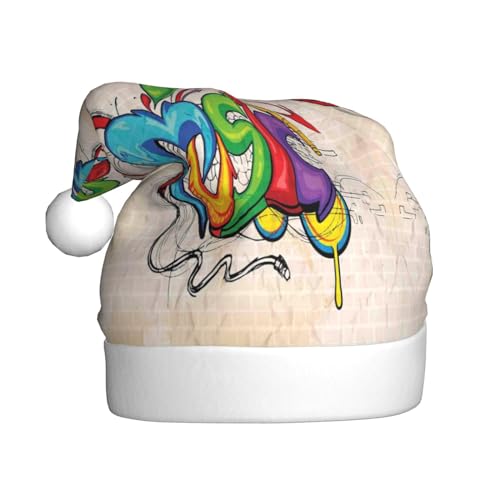 Musik Stil Weihnachten Hüte Erwachsene, Santa Hut Druck Plüsch Komfort Xmas Hut Für Weihnachten Neujahr Liefert von HAHAFU