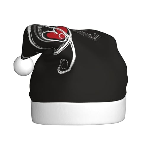 Musik Symbole Liebe Weihnachtsmütze, Santa Hut Für Erwachsene Drucken Komfort Plüsch Xmas Hut Für Weihnachten Neujahr Liefert von HAHAFU