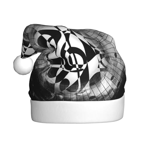 Musikalisches Thema Musik Notenschlüssel Weihnachtsmütze, Nikolausmütze Für Erwachsene Drucken Komfort Plüsch Xmas Hut Für Weihnachten Neujahr Liefert von HAHAFU
