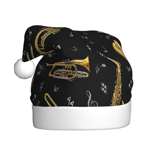 Musikinstrumente Weihnachtsmütze, Nikolausmütze Für Erwachsene Drucken Komfort Plüsch Xmas Hut Für Weihnachten Neujahr Liefert von HAHAFU
