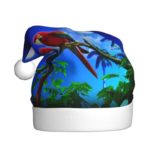 Papageien Weihnachtsmützen Erwachsene, Weihnachtsmann Hut Drucken Plüsch Komfort Xmas Hut Für Weihnachten Neujahr Liefert von HAHAFU