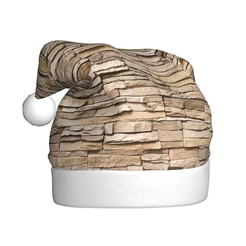 Rustikale Felsen Ziegelmauer Weihnachtsmützen Erwachsene, Weihnachtsmann Hut Drucken Plüsch Komfort Xmas Hut Für Weihnachten Neujahr Liefert von HAHAFU