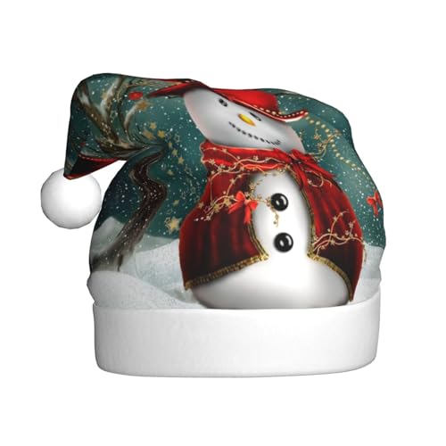 Schneemann Weihnachtsmützen Erwachsene, Weihnachtsmann Hut Drucken Plüsch Komfort Xmas Hut Für Weihnachten Neujahr Liefert von HAHAFU