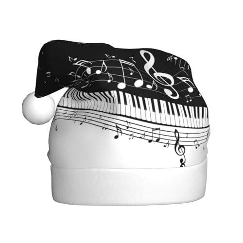 Schwarz Weiß Musik Note Weihnachtsmütze, Santa Hut Für Erwachsene Drucken Komfort Plüsch Xmas Hut Für Weihnachten Neujahr Liefert von HAHAFU