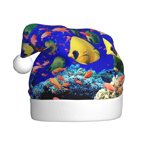 Sea Fishes Weihnachtsmützen Erwachsene, Weihnachtsmann Hut Drucken Plüsch Komfort Xmas Hut Für Weihnachten Neujahr Liefert von HAHAFU