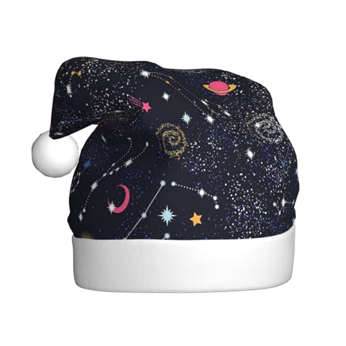 Sternbild Sternhaufen Galaxien Weihnachtsmütze, Nikolausmütze Für Erwachsene Drucken Komfort Plüsch Xmas Hut Für Weihnachten Neujahr Liefert von HAHAFU