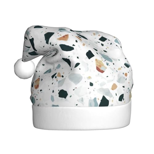 Terrazzo Marmor Pastell Weihnachtsmütze, Weihnachtsmütze Für Erwachsene Drucken Komfort Plüsch Xmas Hut Für Weihnachten Neujahr Liefert von HAHAFU