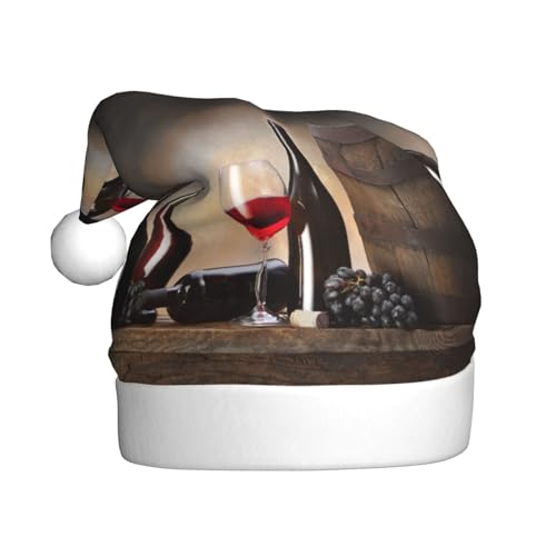 Traube Wein Weihnachten Hüte Erwachsene, Santa Hut Drucken Plüsch Komfort Xmas Hut Für Weihnachten Neujahr Liefert von HAHAFU