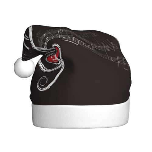 Treble Liebe Und Musik Weihnachtsmütze, Santa Hut Für Erwachsene Drucken Komfort Plüsch Xmas Hut Für Weihnachten Neujahr Liefert von HAHAFU