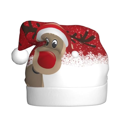 Weihnachtsmützen für Erwachsene, Nikolausmütze Druck Plüsch Komfort Xmas Hut Für Weihnachten Neujahr Liefert von HAHAFU