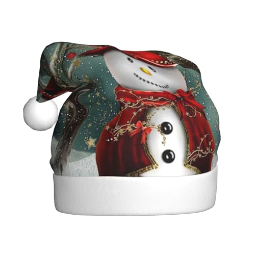 Weihnachtsmützen für Erwachsene, Nikolausmütze Druck Plüsch Komfort Xmas Hut Für Weihnachten Neujahr Liefert von HAHAFU