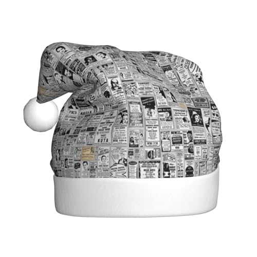 Zeitung Weihnachten Hüte Erwachsene, Santa Hut Drucken Plüsch Komfort Xmas Hut Für Weihnachten Neujahr Liefert von HAHAFU