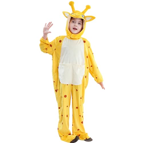 HAHASHOW Tier Kostüm Kinder, Faschingskostüme Kinder mit Kapuze und Schwanz, Weich Kuschelanzug für Mädchen Jungen 5-6 Jahre, Giraffe HAHASHOW Tier Kostüm Kinder, Faschingskostüme Kinder mit Kapuze und Schwanz, Weich Kuschelanzug für Mädchen Jungen 5-6 Jahre, Giraffe von HAHASHOW
