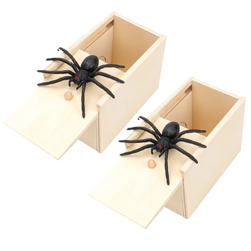 HAICN 2 Stück Spinne in einer Box, Streich aus Holz, Spinnen-Streich, Spaß, Witz, Unfug, praktische Geschenke für Erwachsene und Kinder, Halloween, Aprilscherz HAICN 2 Stück Spinne in einer Box, Streich aus Holz, Spinnen-Streich, Spaß, Witz, Unfug, praktische Geschenke für Erwachsene und Kinder, Halloween, Aprilscherz von HAICN