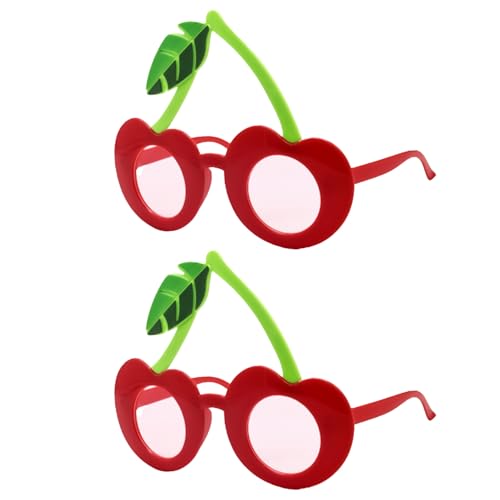 HAICN 2 x rote Kirsch-Sonnenbrille, hawaiianische Sonnenbrille, Rahmen für tropische Pool-Requisiten, Partybrille für Kinder und Erwachsene, tropische Verkleidungsgeschenke von HAICN