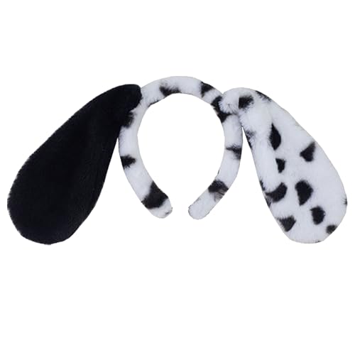 HAICN Dalmatiner-Ohren Stirnband Cartoon Welpe Ohren Tier Kopfbedeckung Flauschige Realistische Party Cosplay Kostüm Zubehör für Halloween Frauen Mädchen Hund Party Dekorationen von HAICN