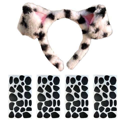 HAICN Dalmatiner-Stirnband mit Filzaufklebern, niedliches Hundeohren-Stirnband, flauschiges Dalmatiner-Kostüm für Erwachsene, Halloween, Party, Cosplay, Waschen, Make-up, 5 Stück HAICN Dalmatiner-Stirnband mit Filzaufklebern, niedliches Hundeohren-Stirnband, flauschiges Dalmatiner-Kostüm für Erwachsene, Halloween, Party, Cosplay, Waschen, Make-up, 5 Stück von HAICN