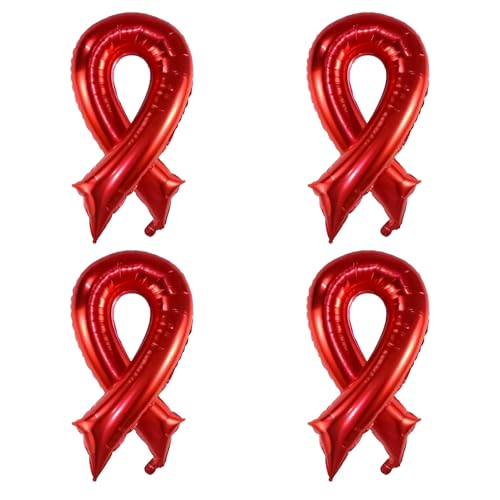 HAICN Folienballons mit rotem Band, Motiv: Hoffnung, Stärke, Glaube, Brustkrebs-Dekoration, Requisiten für Frauen, Brustkrebs-Bewusstseins-Partygeschenk, 4 Stück HAICN Folienballons mit rotem Band, Motiv: Hoffnung, Stärke, Glaube, Brustkrebs-Dekoration, Requisiten für Frauen, Brustkrebs-Bewusstseins-Partygeschenk, 4 Stück von HAICN