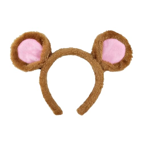 HAICN Maus-Ohren-Haarbänder, weicher Plüsch, niedliche Ohren, Kopfbedeckung, Waschen, Gesichts-Stirnbänder, Cartoon-Tier-Kostüm, Haarschmuck für Halloween, Party, Cosplay, Zubehör (Kaffee) von HAICN