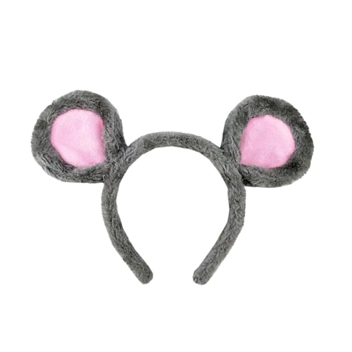 HAICN Maus-Ohren-Haarbänder, weicher Plüsch, niedliche Ohren, Kopfbedeckung, Waschen, Gesichts-Stirnbänder, Cartoon-Tier-Kostüm, Haarschmuck für Halloween, Party, Cosplay, Zubehör (grau) von HAICN