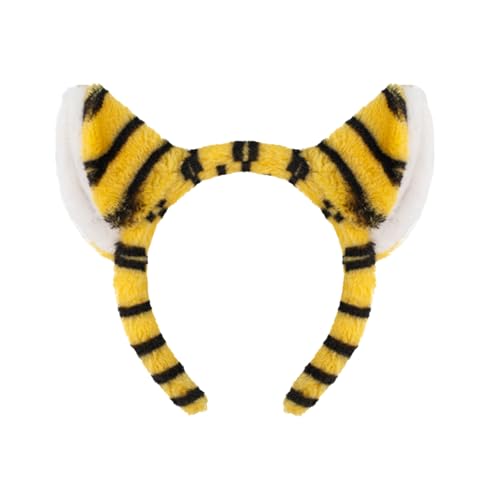 HAICN Tiger Ohr Stirnband Niedlich Tier Ohr Haarband Frauen und Mädchen Plüsch Make-up Spa Stirnband Lustige Halloween Haarschmuck für Karneval Cosplay Party von HAICN
