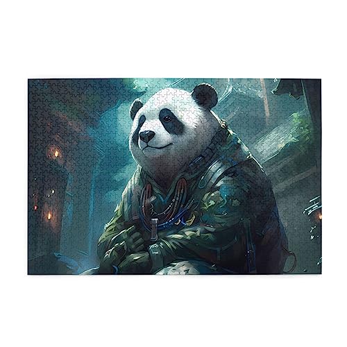 Sitzende Panda-Puzzles für Erwachsene, 1000 Teile, interessante Holzpuzzles, Stressabbau-Puzzles mit Box von HAICOM