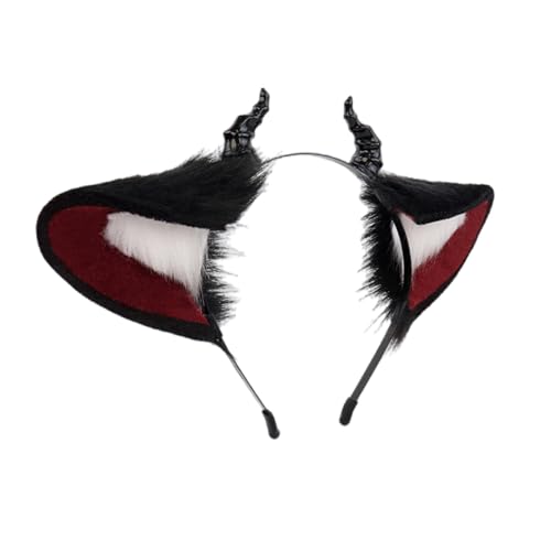 Anime Ohr Stirnband Cosplay Requisiten Cosplay Teufel Haarreifen Teufel Haarstyling für Con Stirnband Tier Karneval Hörner Plüsch von HAISENG