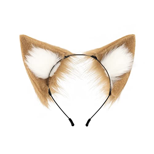 Duschfüchse Ohr Stirnband Frau Studenten Waschen Gesicht Haarband Große Füchse Ohr Stirnbänder Plüsch Halloween Haarreifen Cosplay Stirnbänder für Frauen Cosplay Stirnband Ohren Form Halloween mit von HAISENG