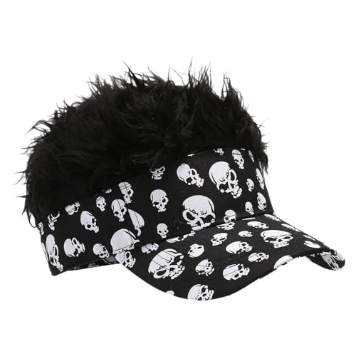Haarige Kopfbedeckung, Totenkopf-Druck, für Sport-Fan, Halloween-Partys, Perücken, Streichkostüm, Zubehör, Foto-Requisiten, Sport-Fan, Kopfbedeckung von HAISENG