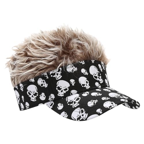 Haarige Kopfbedeckung, Totenkopf-Druck, für Sport-Fan, Halloween-Partys, Perücken, Streichkostüm, Zubehör, Foto-Requisiten, Sport-Fan, Kopfbedeckung von HAISENG