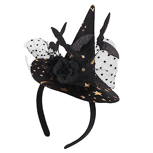 Halloween-Haarband, tragbar, Hexenkappe, Kopfschmuck, Cosplay-Kostüm, Haarband für Erwachsene, Kinder, Festival, Party, Kopfbedeckung, Halloween-Hexen-Stirnband von HAISENG