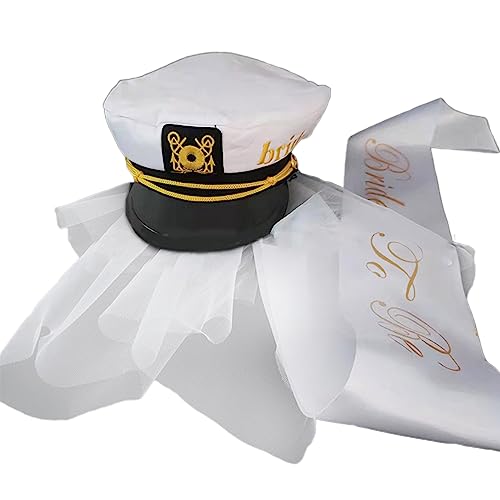 Kreativer Kapitän Hut mit Braut Schultergurt Hochzeit Foto Kostüm Requisiten Outdoor Frauen Marine Caps Yacht für Piraten mit langem Schleier Kreativer Kapitän Hut mit Braut Schultergurt Hochzeit Foto Kostüm Requisiten Outdoor Frauen Marine Caps Yacht für Piraten mit langem Schleier von HAISENG