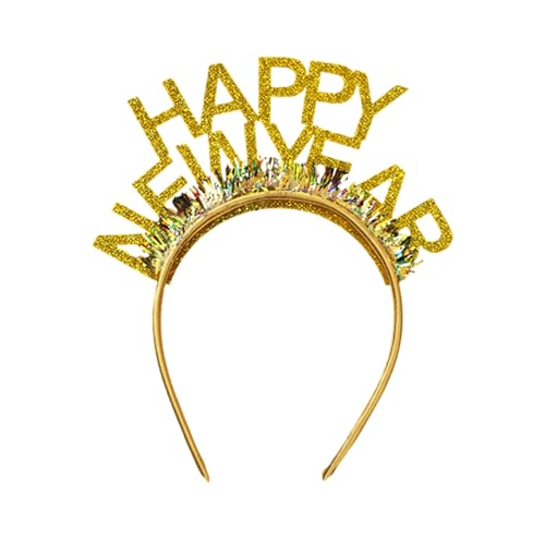 Lametta Neujahr 2025 Kopfbedeckung Stirnband Foto Requisiten Party Cosplay Kostüme Tanzen Party Stirnband Weihnachten Festlich Haarschmuck für Frauen von HAISENG