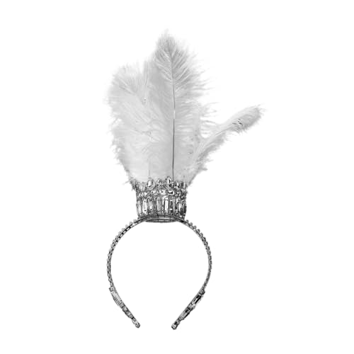 Stilvolle Feder-Kopfbedeckung, Strass, Krone, Haarreif für Karneval, Feiern und Party-Enthusiasten, Kostüm, Kronenstück, Federn, Festival-Krone von HAISENG