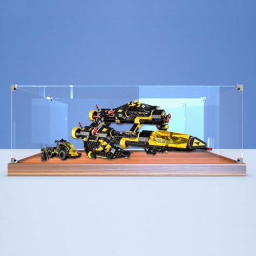 Acryl Display Box für Lego 10355, transparent, staubdicht, Aufbewahrungsbox, kompatibel mit Lego 10355 (Modell nicht enthalten) (Holzmaserungsbasis) von HAIWENFEIQI