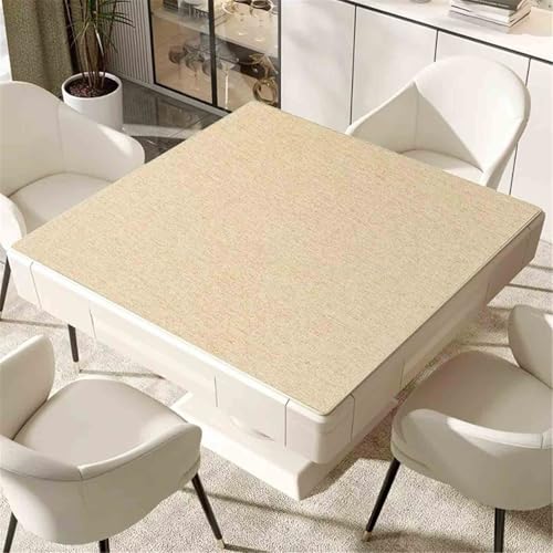 HAJHI Baumwollleinen Mahjong-Matte Weiche Geräuscharme Mahjong Tischdecke rutschfest wasserdichte Tischmatte Für Pai Gow Poker(50cm,Beige) von HAJHI
