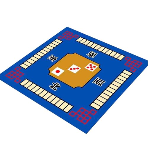 HAJHI Dekorative Mahjong Tischdecke Geräuschreduzierung Mahjong-Matte Poker Kieselgur rutschfest Für Kaffee Esstische(100 * 100cm,B-Blue) von HAJHI