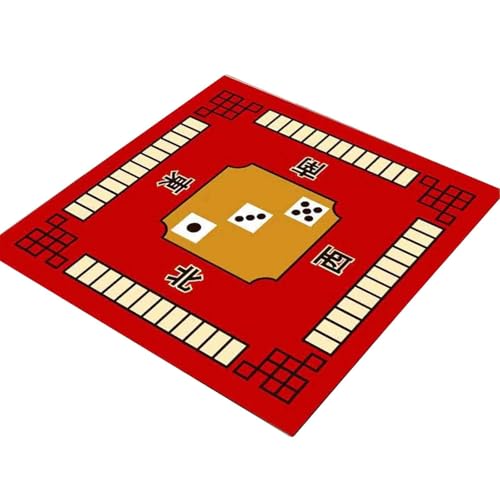 HAJHI Dekorative Mahjong Tischdecke Geräuschreduzierung Mahjong-Matte Poker Kieselgur rutschfest Für Kaffee Esstische(100 * 100cm,B-Red) von HAJHI