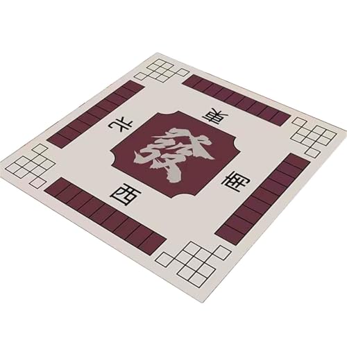 HAJHI Dekorative Mahjong Tischdecke Geräuschreduzierung Mahjong-Matte Poker Kieselgur rutschfest Für Kaffee Esstische(120 * 120cm,A-Crimson) von HAJHI