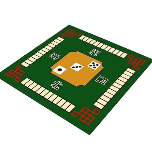 HAJHI Dekorative Mahjong Tischdecke Geräuschreduzierung Mahjong-Matte Poker Kieselgur rutschfest Für Kaffee Esstische(80 * 80cm,B-Green) von HAJHI